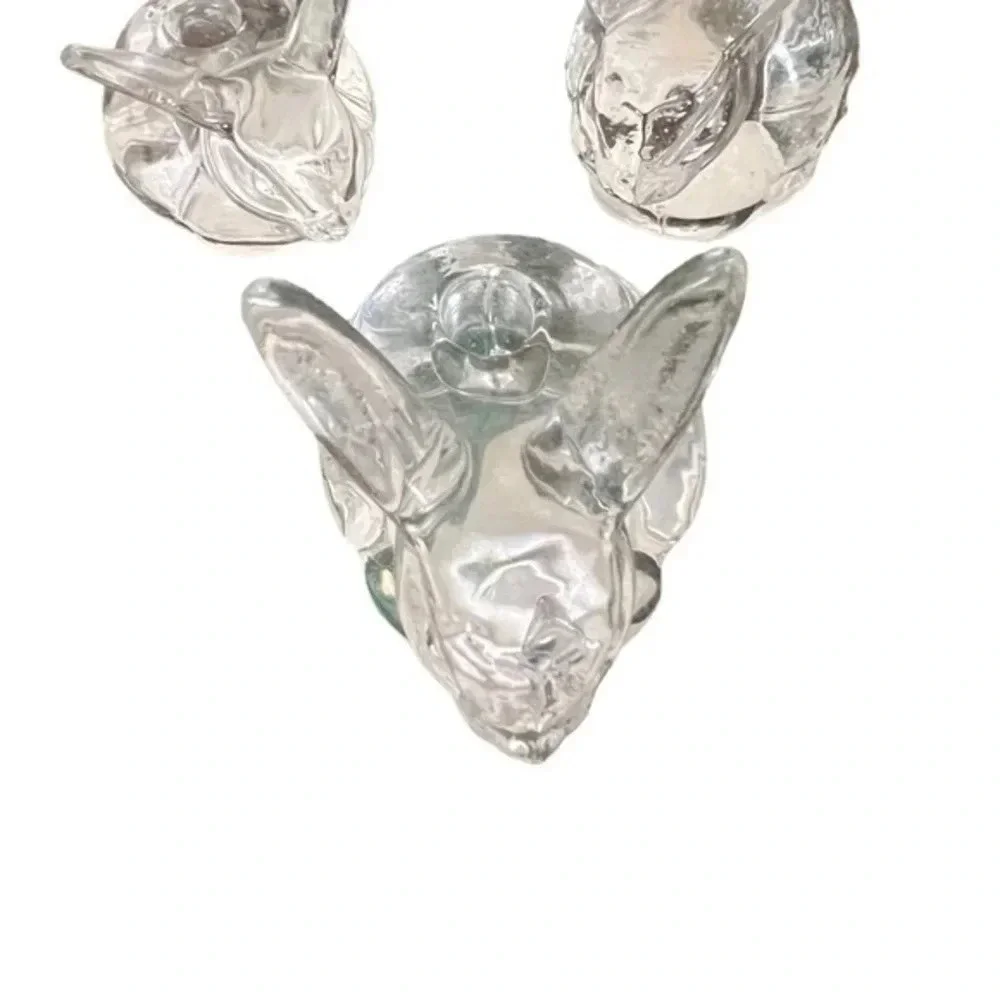 Vintage Glass Bunny‎ Candleholders Figurines